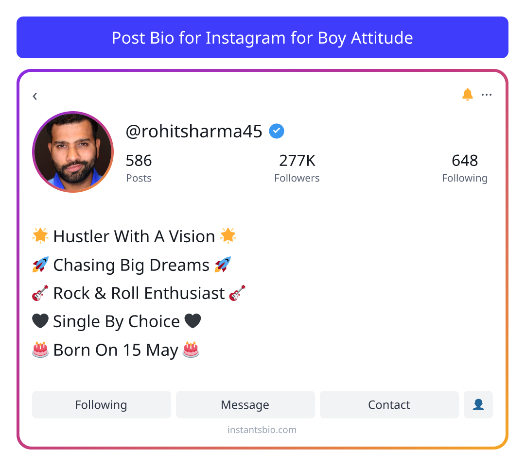 Post Bio for Instagram for Boy Attitude