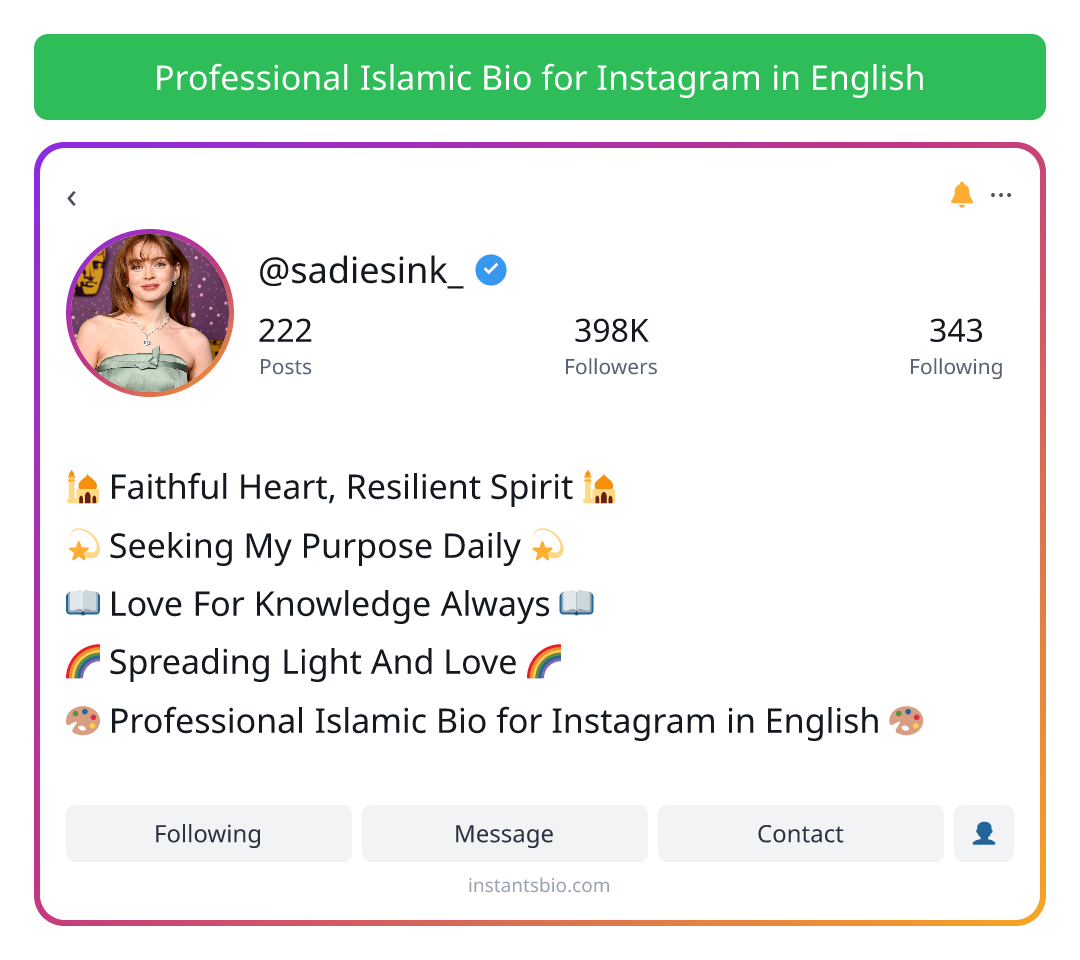Professional Islamic Bio for Instagram in English