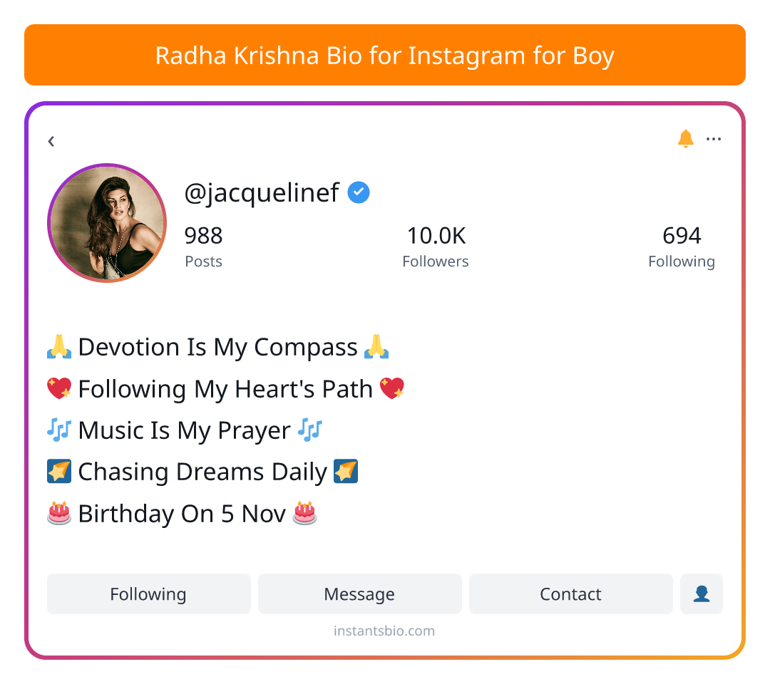 Radha Krishna Bio for Instagram for Boy