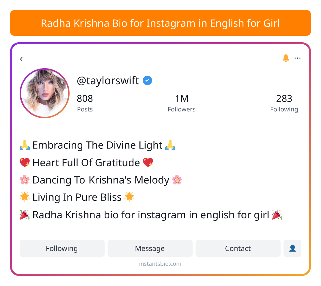 Radha Krishna Bio for Instagram in English for Girl