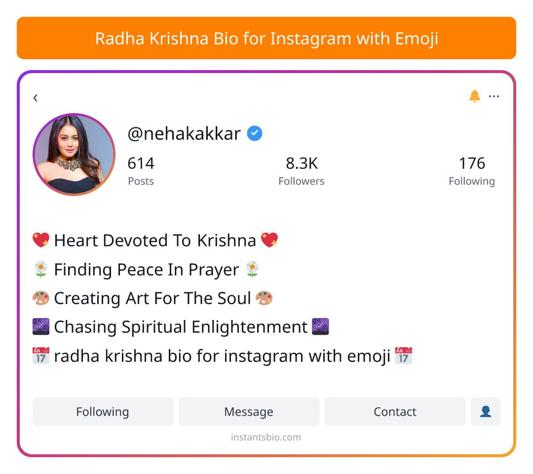 Radha Krishna Bio for Instagram with Emoji