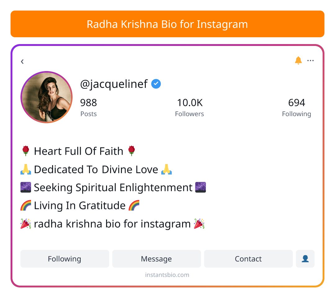 Radha Krishna Bio for Instagram