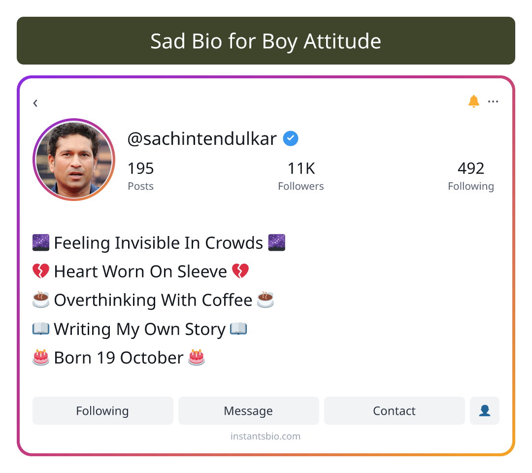 Sad Bio for Boy Attitude