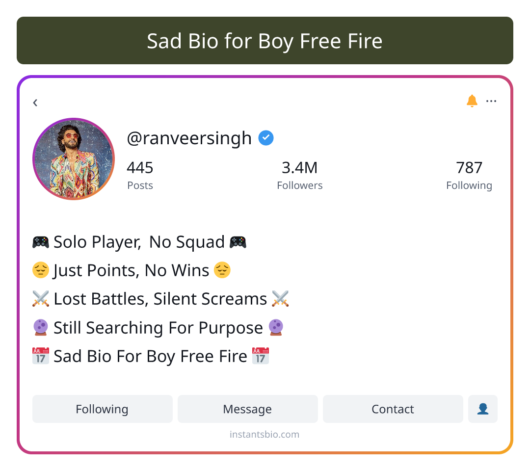 Sad Bio for Boy Free Fire