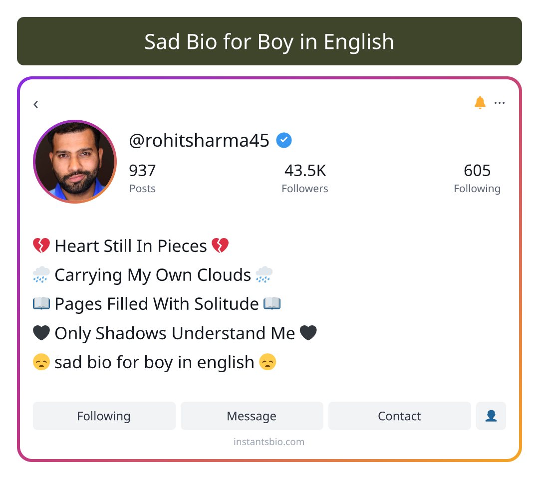 Sad Bio for Boy in English