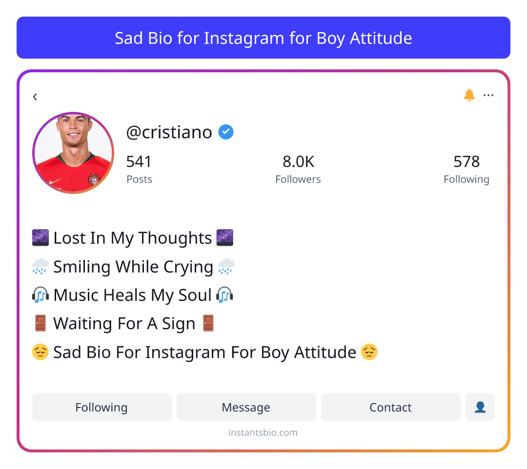 Sad Bio for Instagram for Boy Attitude