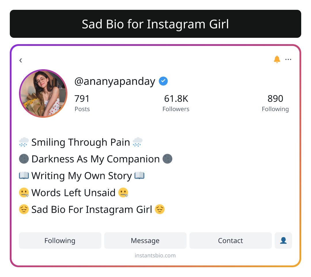 Sad Bio for Instagram Girl