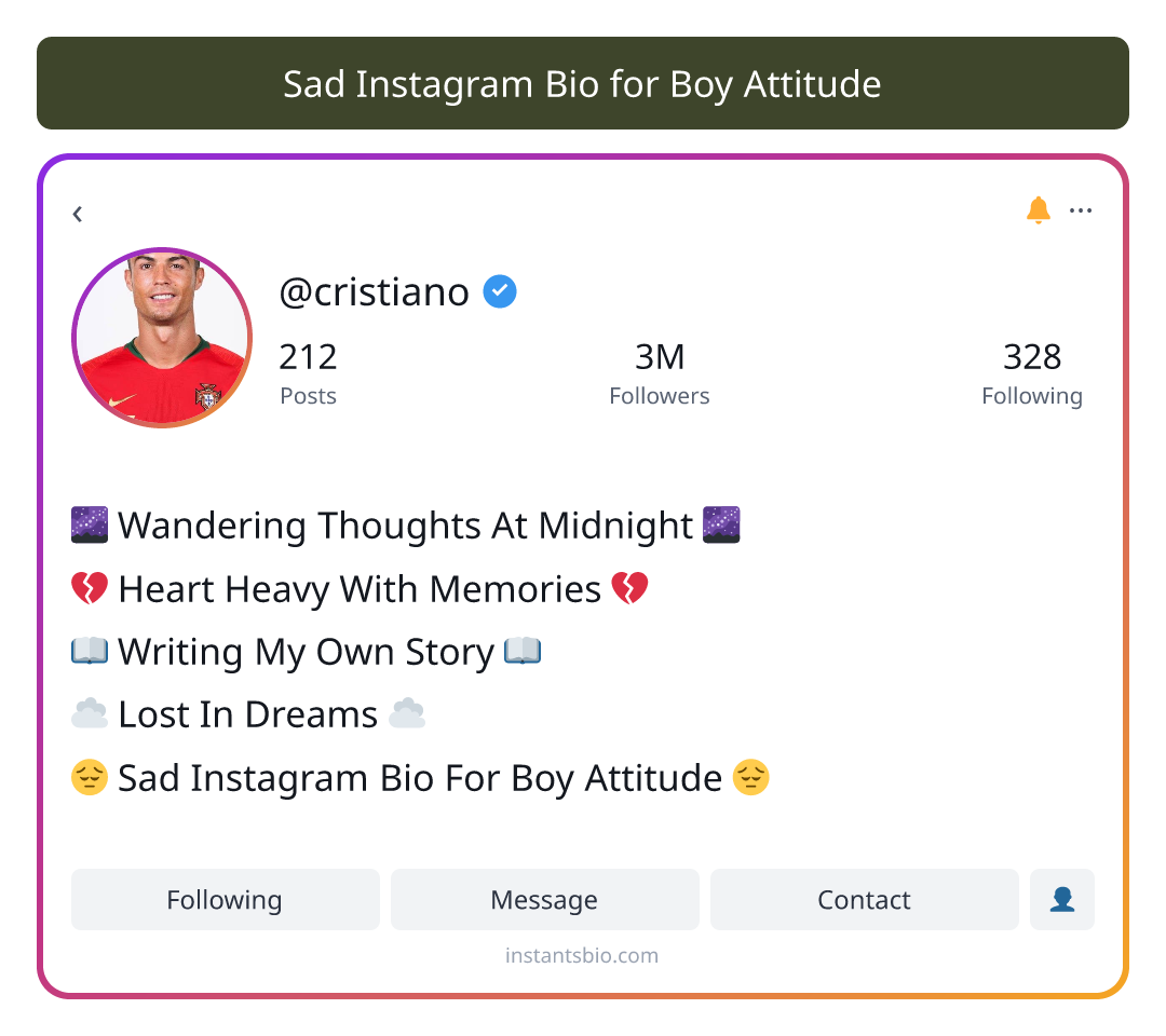Sad Instagram Bio for Boy Attitude - sad bio for boy