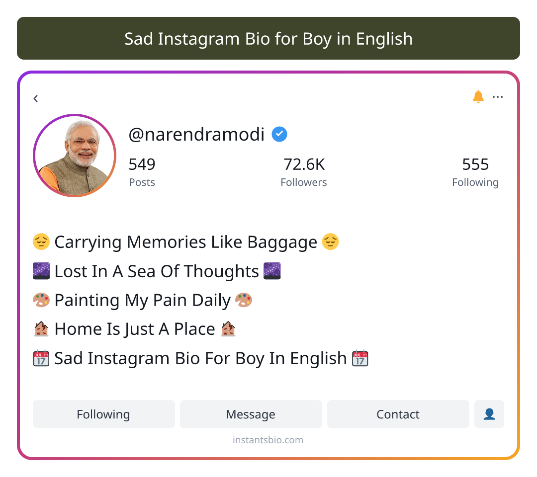 Sad Instagram Bio for Boy in English - sad bio for boy