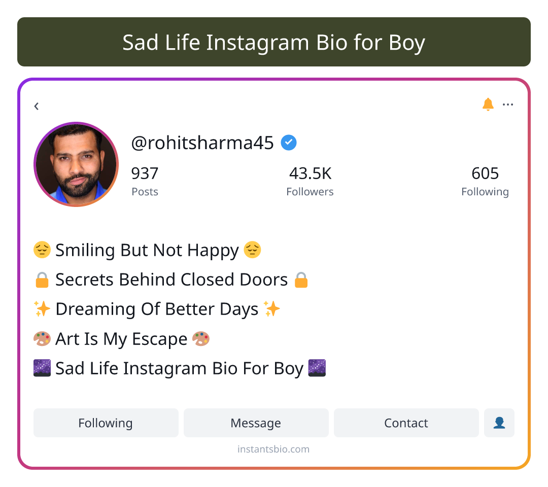 Sad Life Instagram Bio for Boy - sad bio for boy