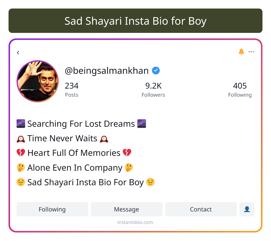 Sad Shayari Insta Bio for Boy - sad bio for boy