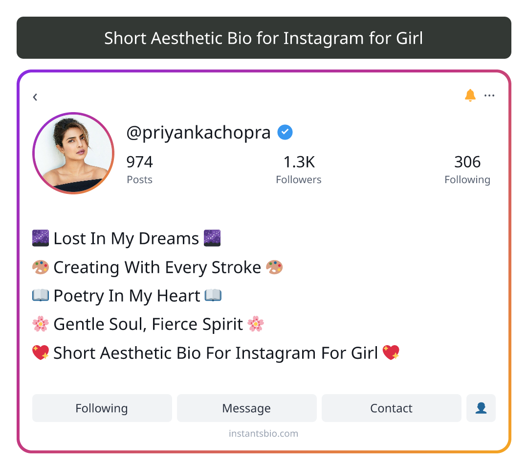 Short Aesthetic Bio for Instagram for Girl