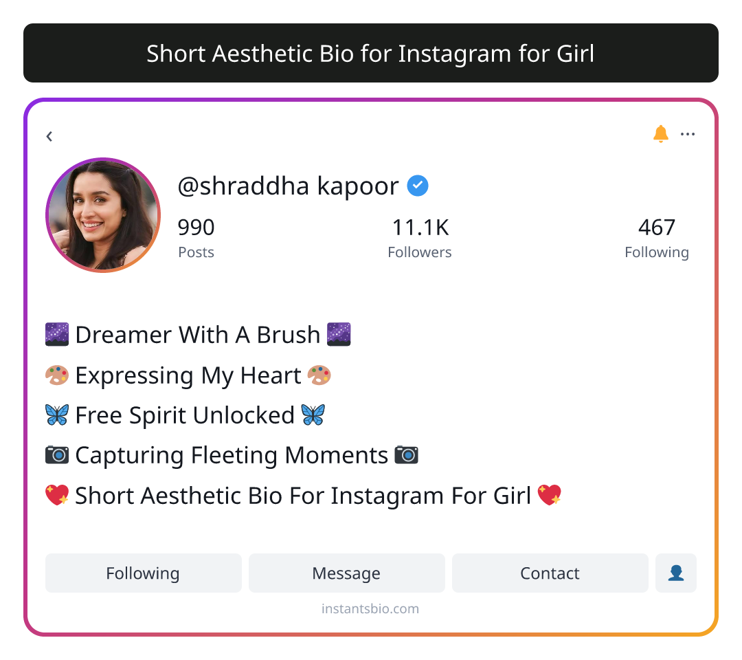 Short Aesthetic Bio for Instagram for Girl