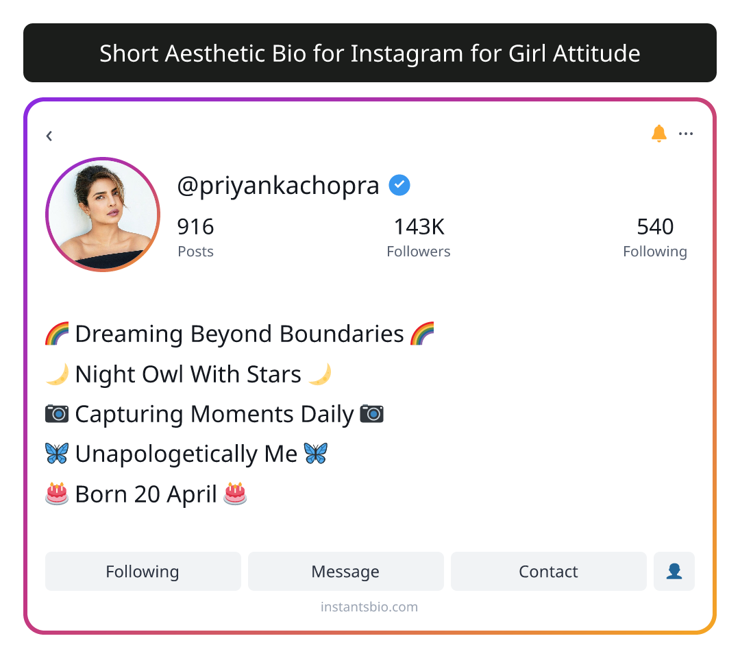 Short Aesthetic Bio for Instagram for Girl Attitude