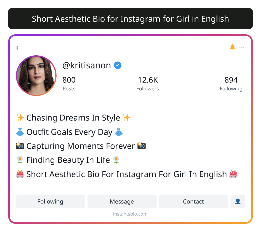 Short Aesthetic Bio for Instagram for Girl in English