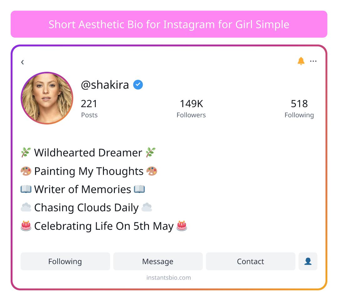 Short Aesthetic Bio for Instagram for Girl Simple - short bio for instagram for girl