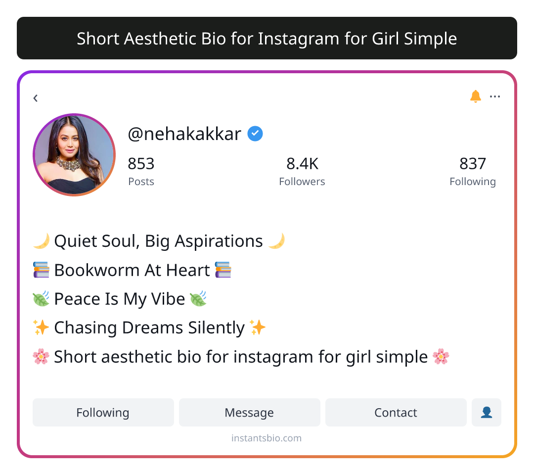 Short Aesthetic Bio for Instagram for Girl Simple