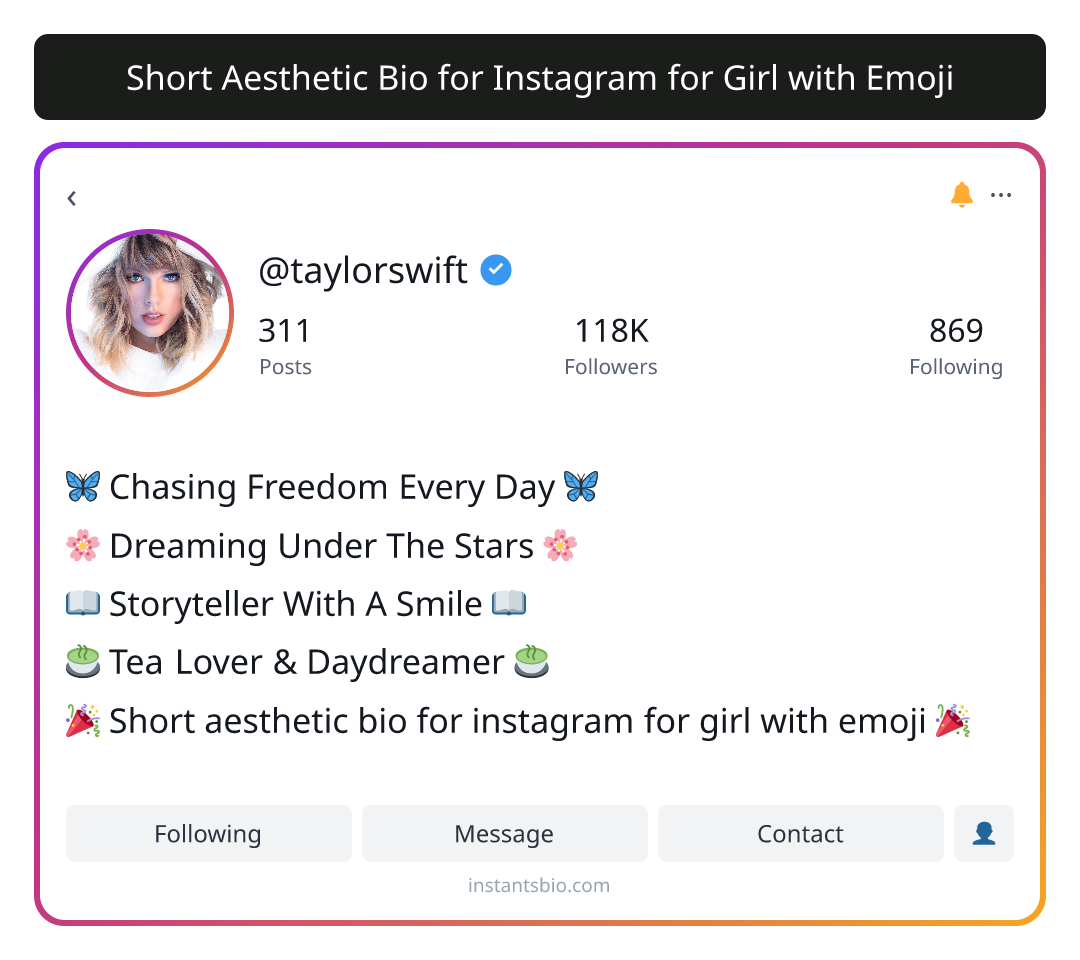 Short Aesthetic Bio for Instagram for Girl with Emoji