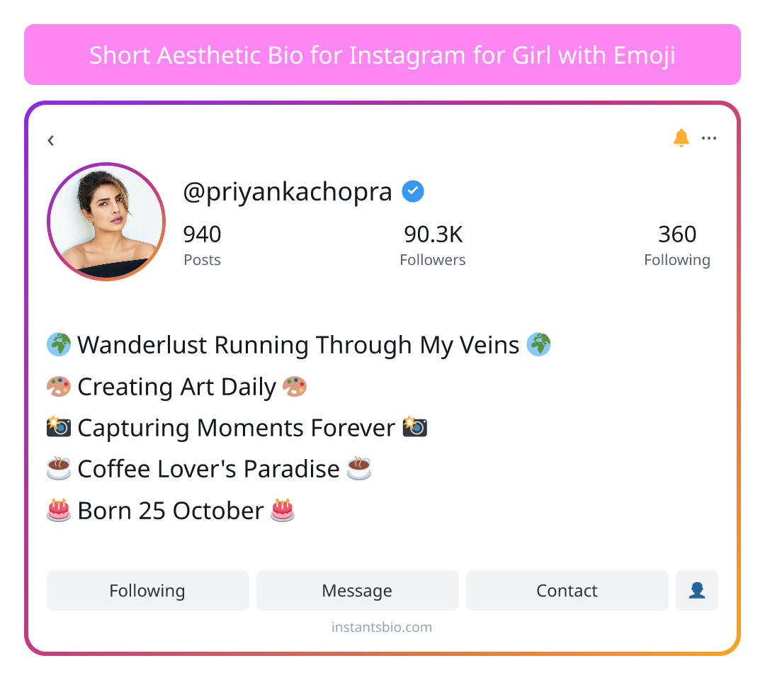 Short Aesthetic Bio for Instagram for Girl with Emoji - short bio for instagram for girl