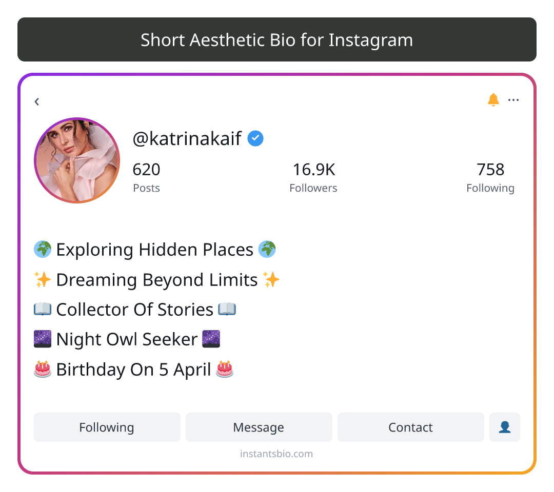 Short Aesthetic Bio for Instagram