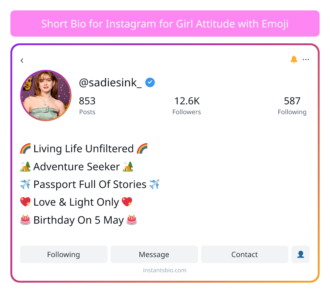 Short Bio for Instagram for Girl Attitude with Emoji