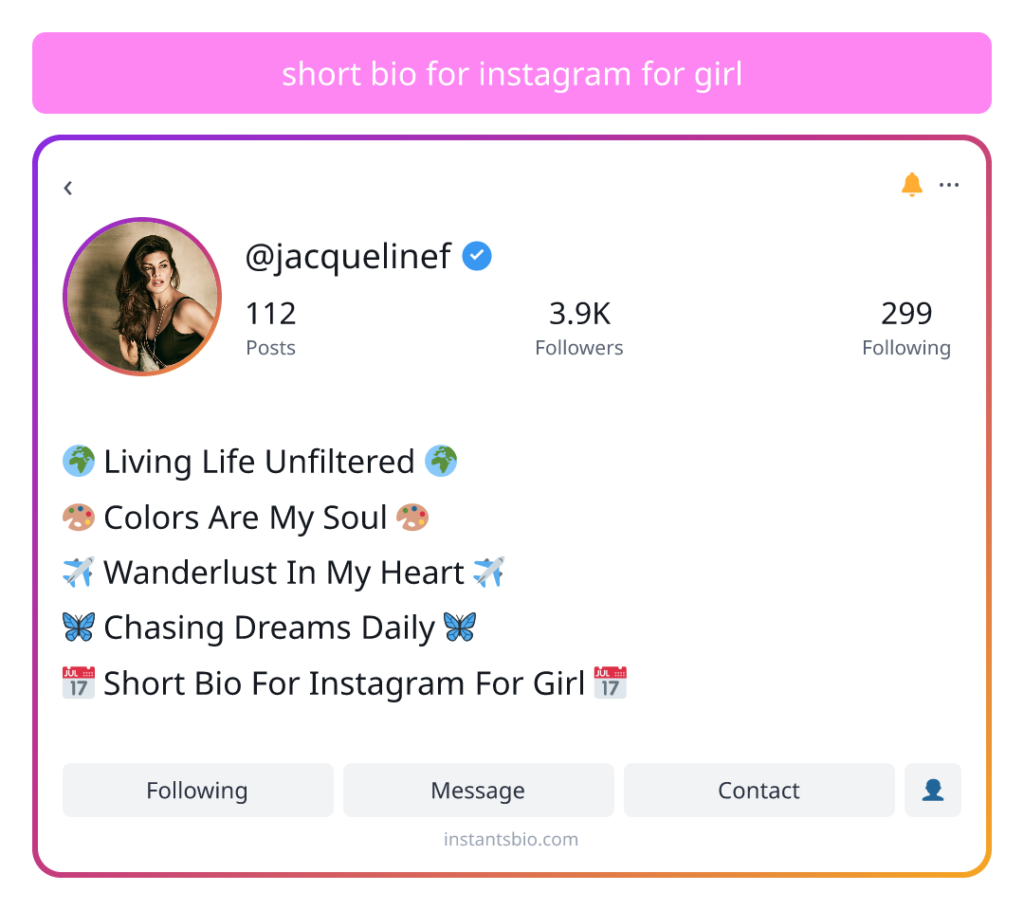 short bio for instagram for girl