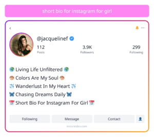 short bio for instagram for girl