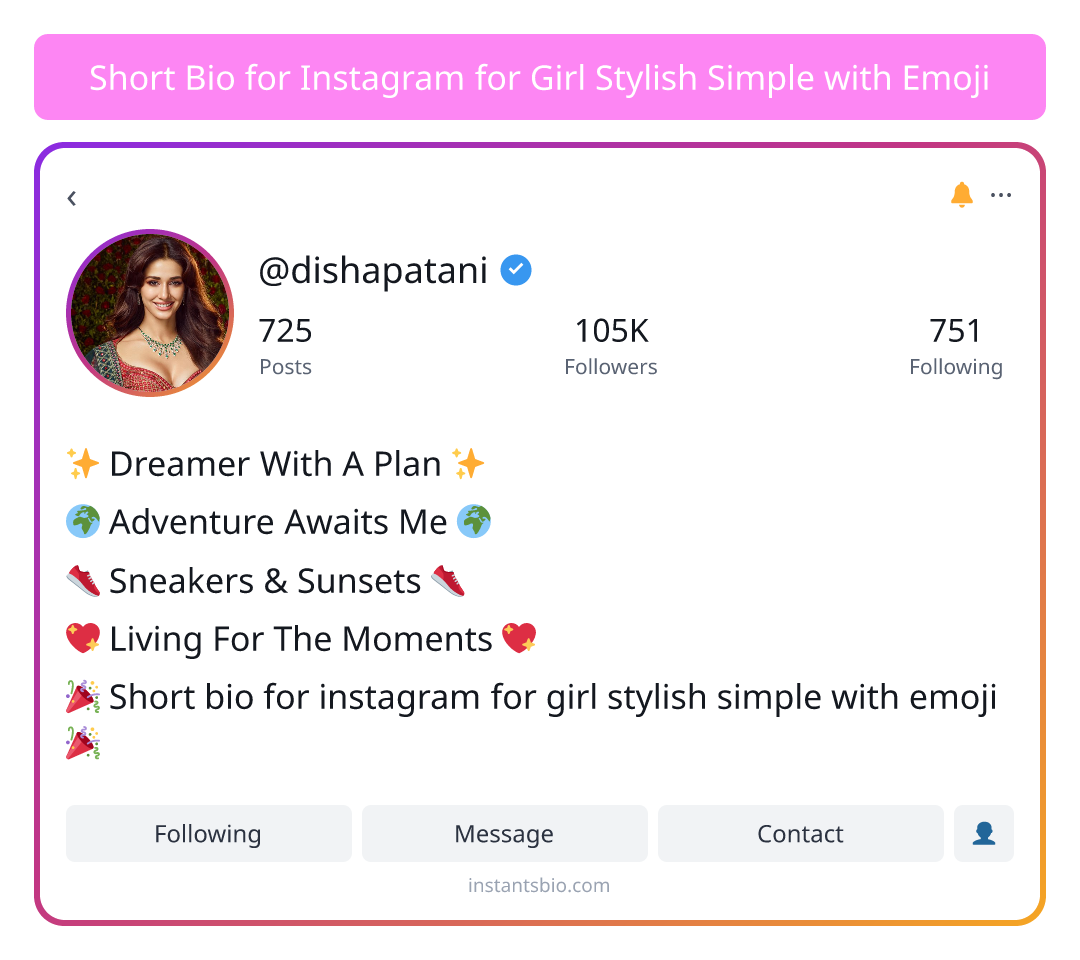 Short Bio for Instagram for Girl Stylish Simple with Emoji