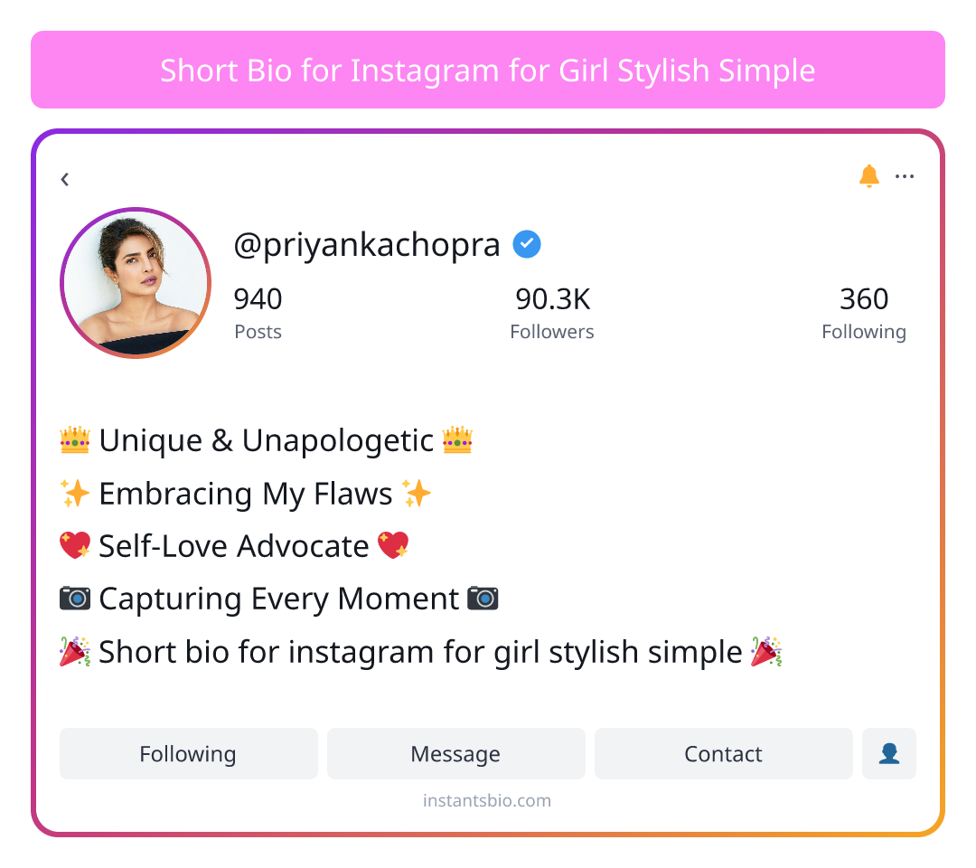 Short Bio for Instagram for Girl Stylish Simple