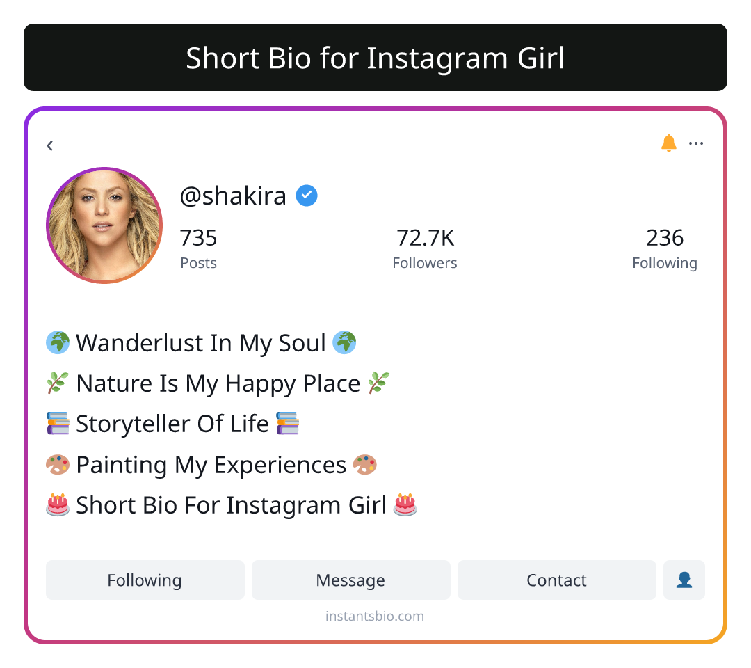 Short Bio for Instagram Girl
