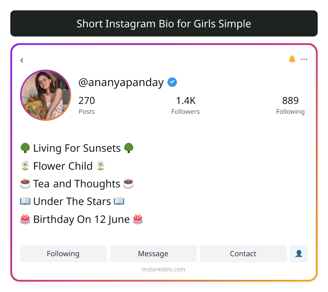 Short Instagram Bio for Girls Simple