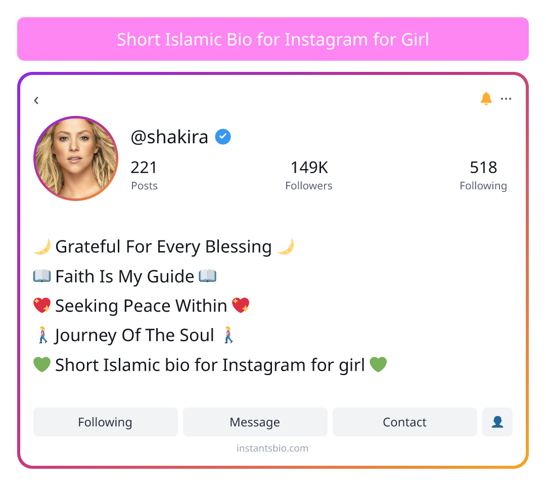 Short Islamic Bio for Instagram for Girl - short bio for instagram for girl