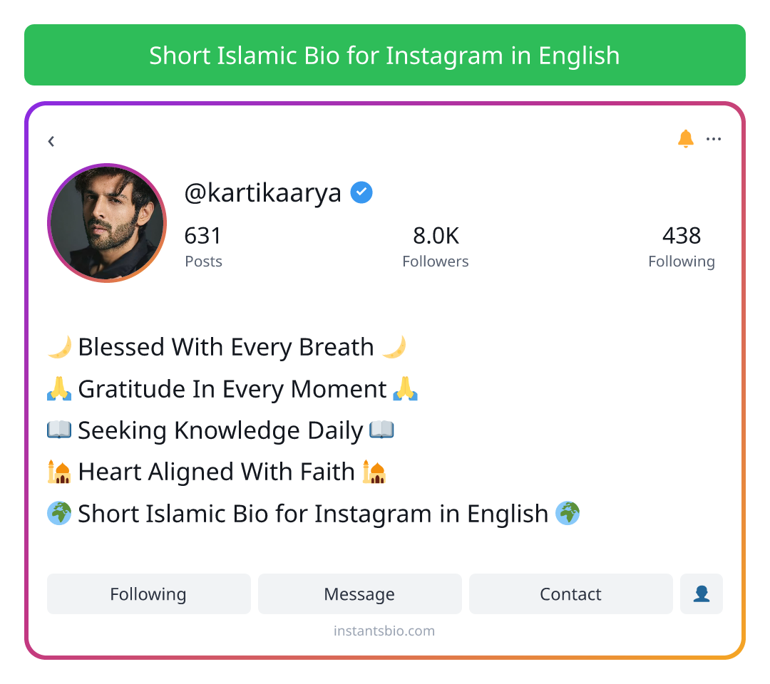Short Islamic Bio for Instagram in English