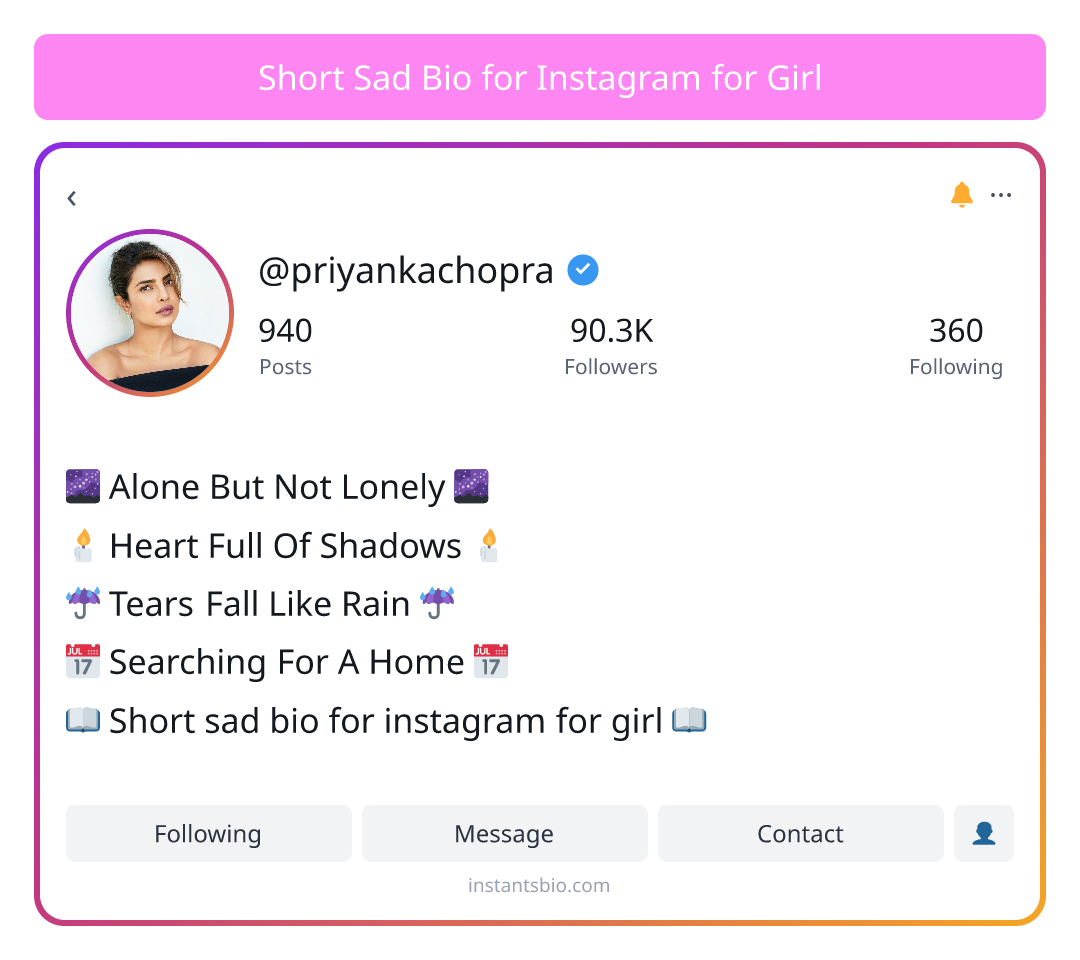 Short Sad Bio for Instagram for Girl - short bio for instagram for girl