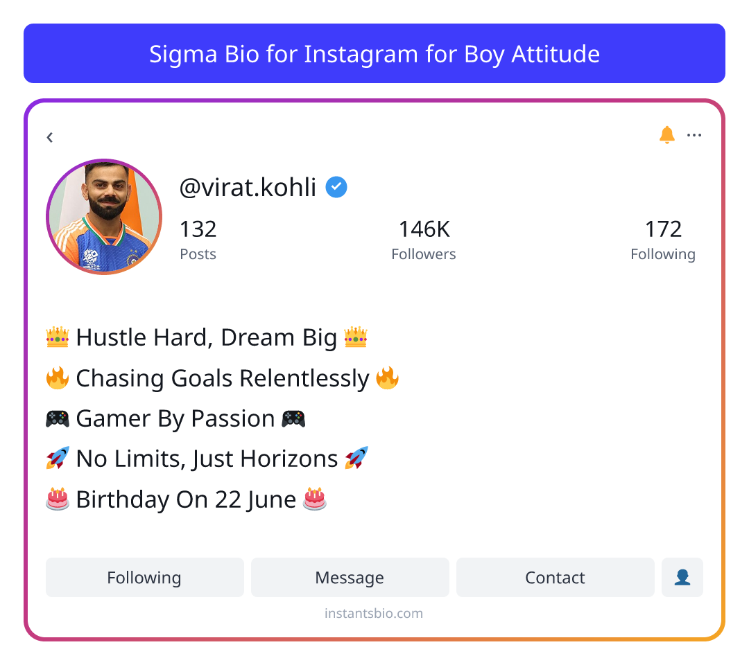 Sigma Bio for Instagram for Boy Attitude