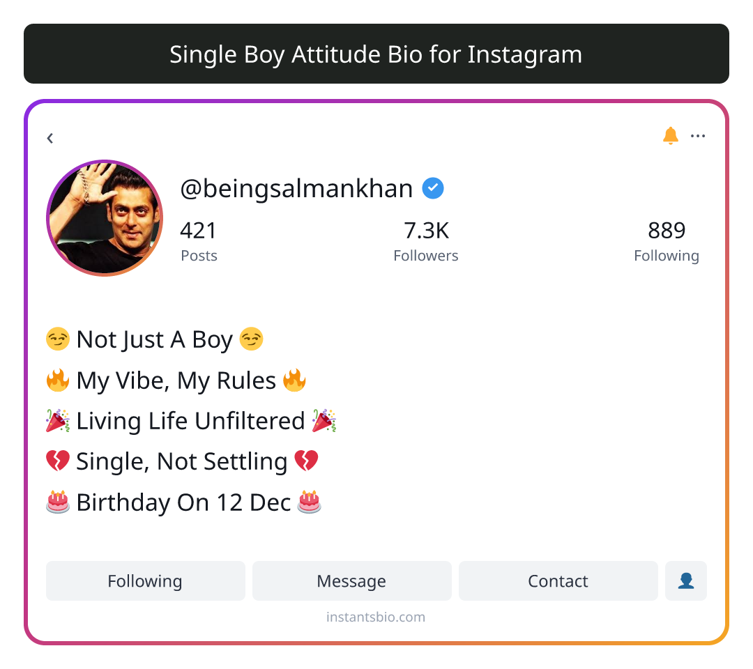 Single Boy Attitude Bio for Instagram