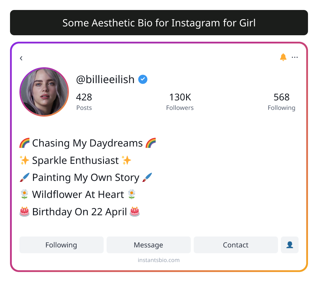 Some Aesthetic Bio for Instagram for Girl