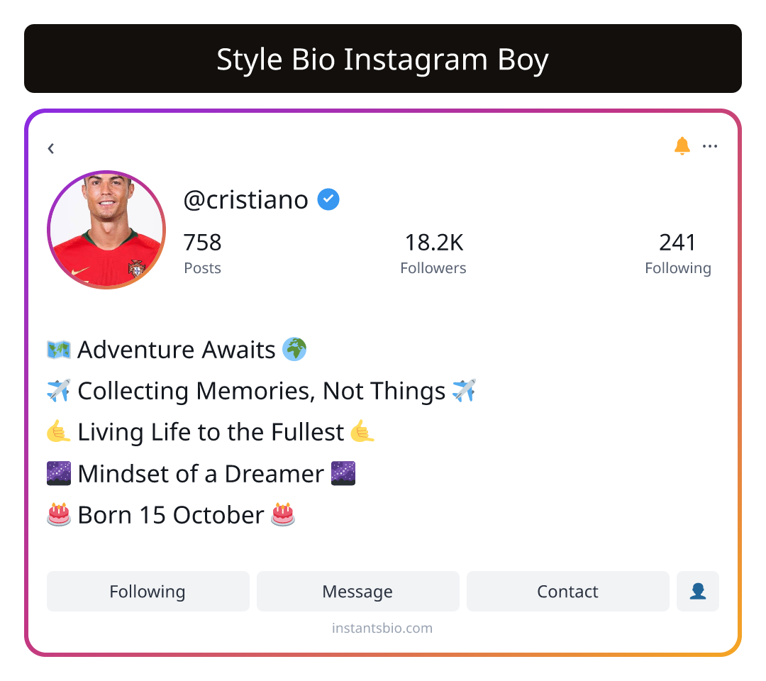 Style Bio Instagram Boy