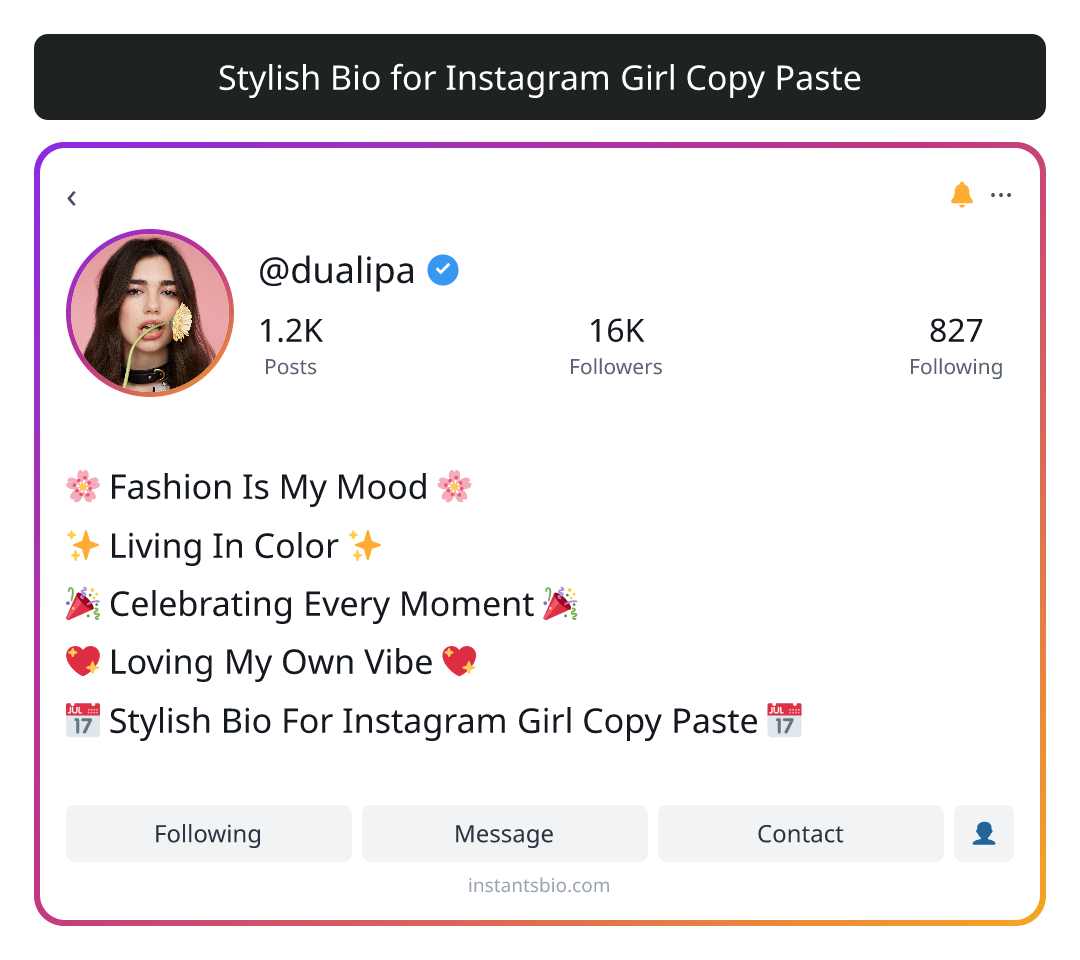 Stylish Bio for Instagram Girl Copy Paste