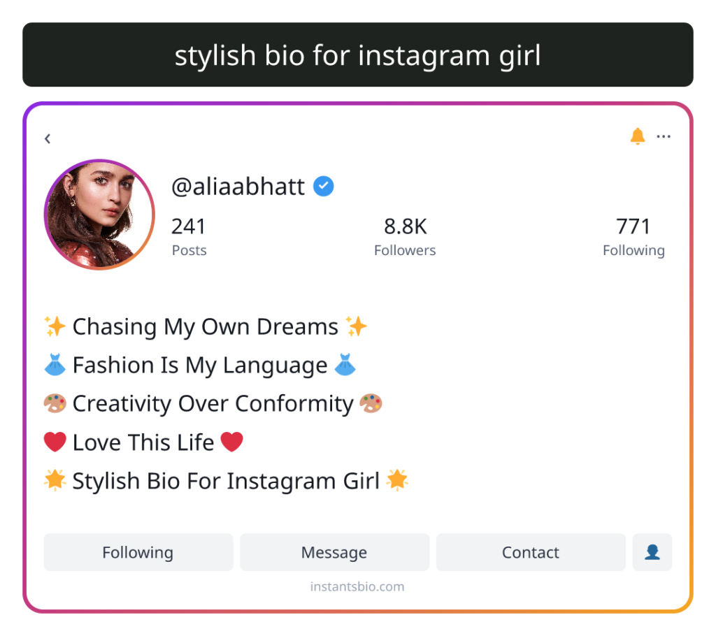 stylish bio for instagram girl