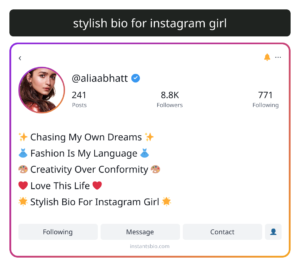 stylish bio for instagram girl