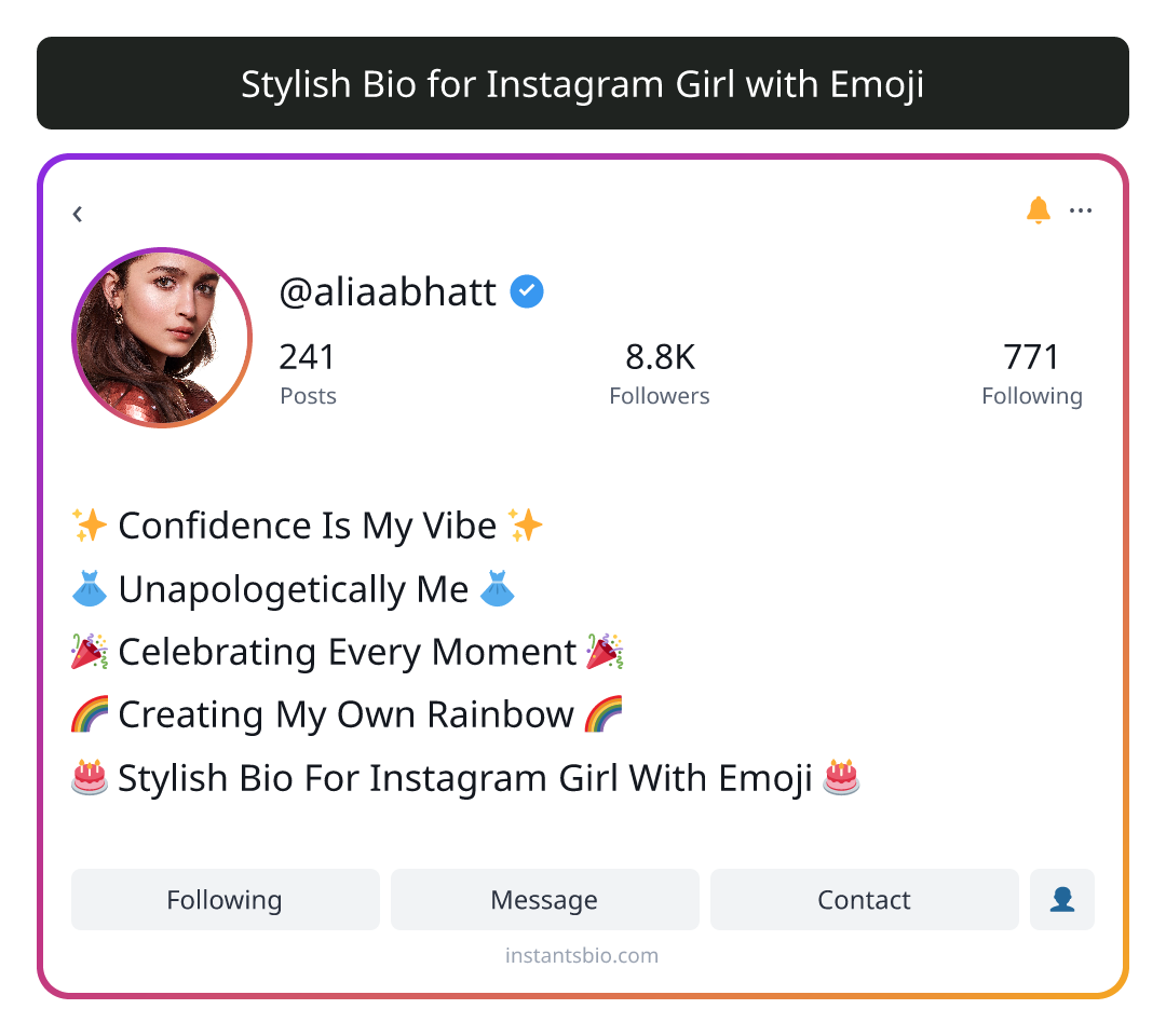 Stylish Bio for Instagram Girl with Emoji