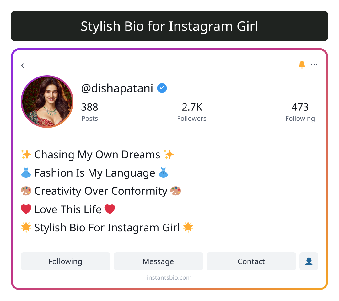 Stylish Bio for Instagram Girl
