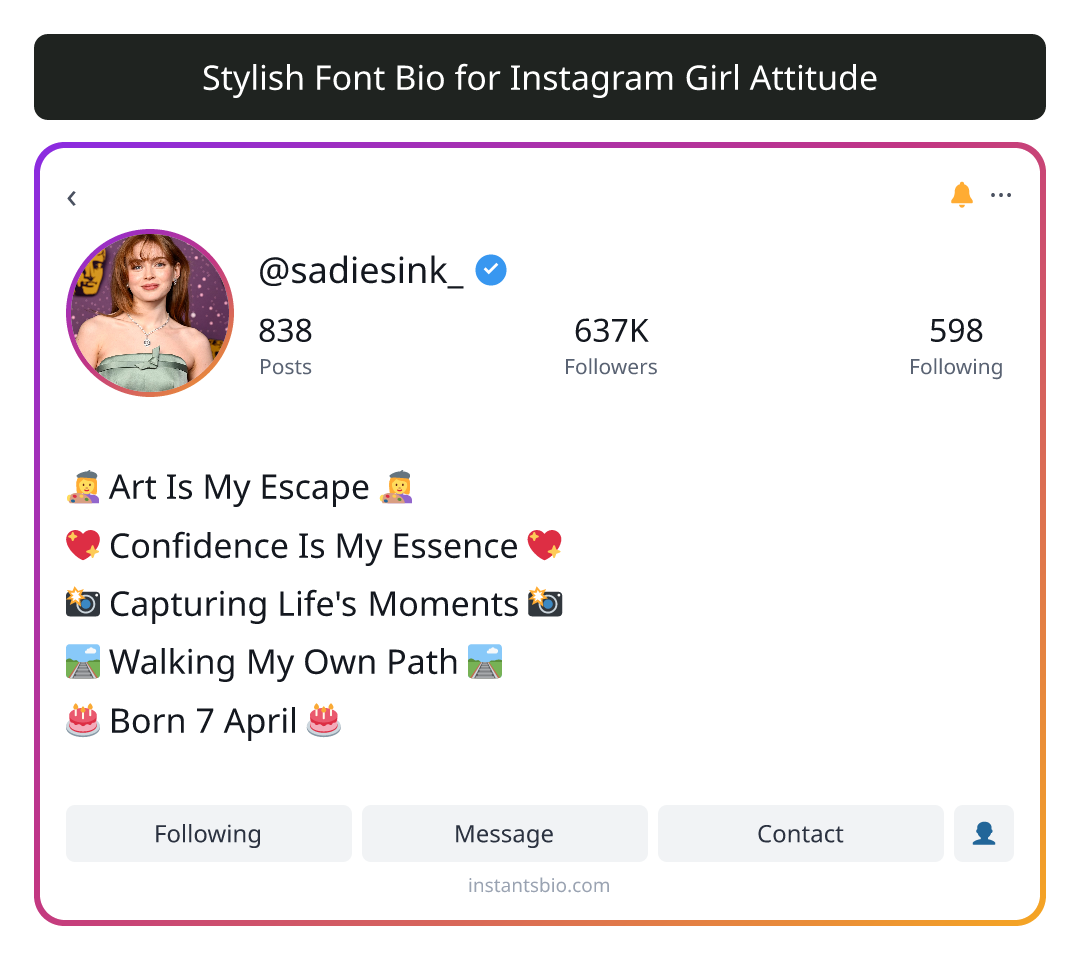 Stylish Font Bio for Instagram Girl Attitude - stylish bio for instagram girl
