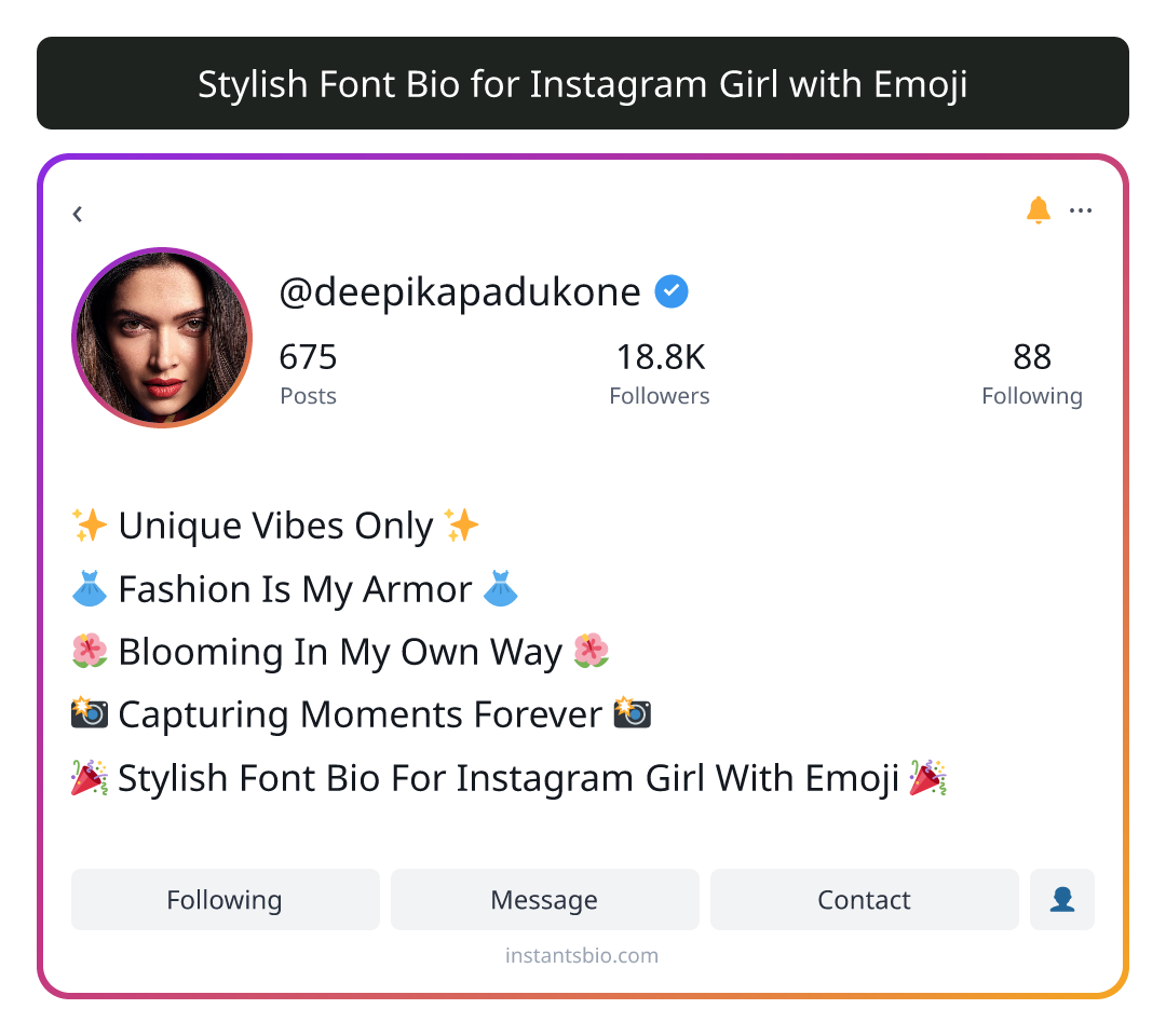 Stylish Font Bio for Instagram Girl with Emoji - stylish bio for instagram girl