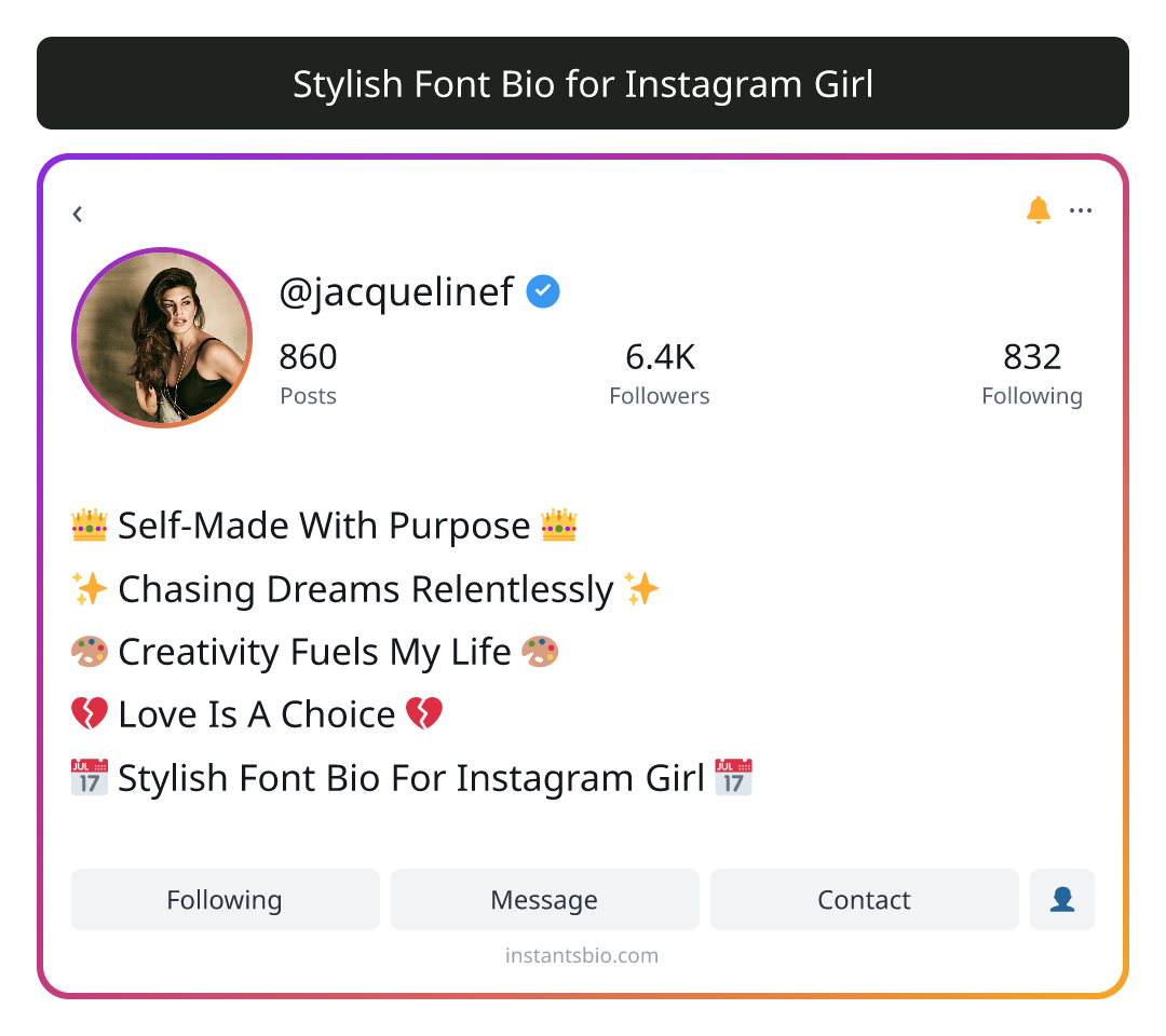 Stylish Font Bio for Instagram Girl - stylish bio for instagram girl