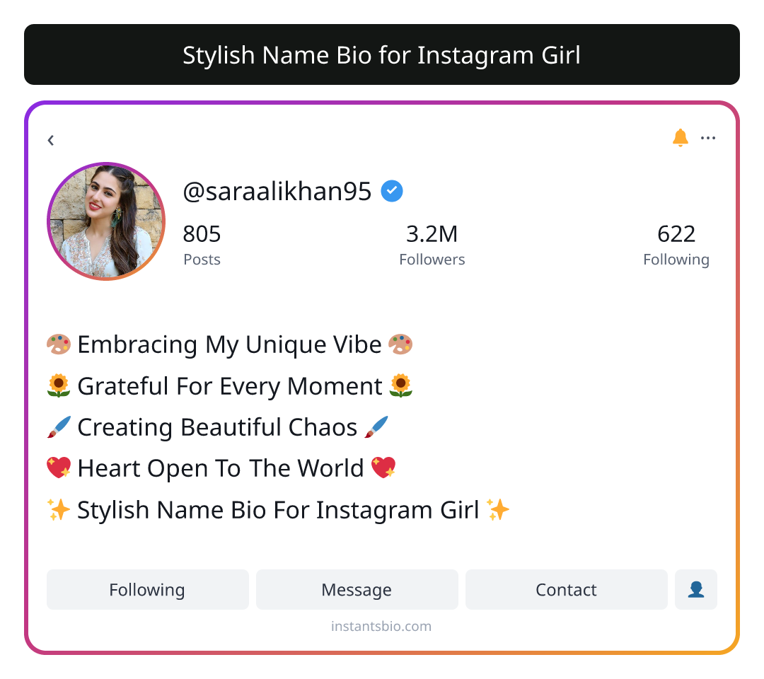 Stylish Name Bio for Instagram Girl