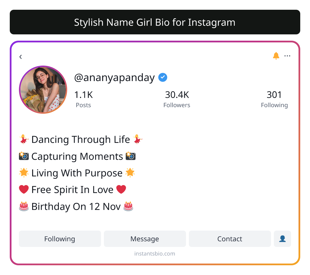 Stylish Name Girl Bio for Instagram