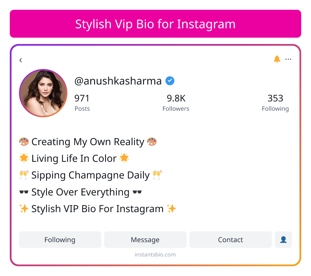 Stylish Vip Bio for Instagram