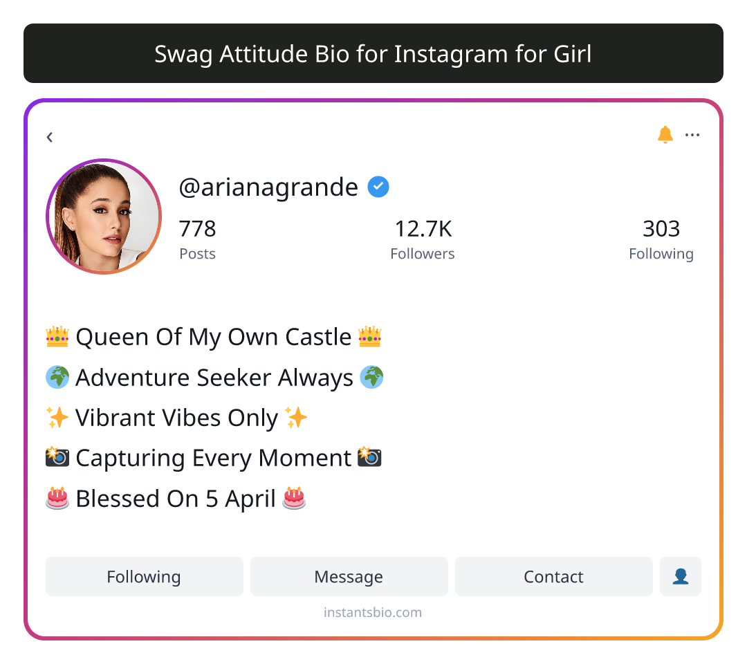 Swag Attitude Bio for Instagram for Girl
